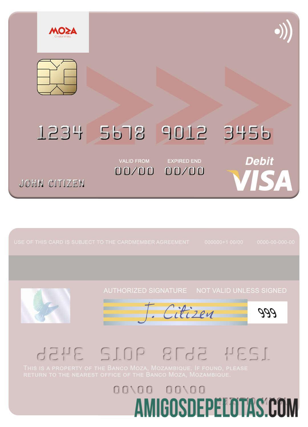 Mozambique Banco Moza Visa Debit Card sample